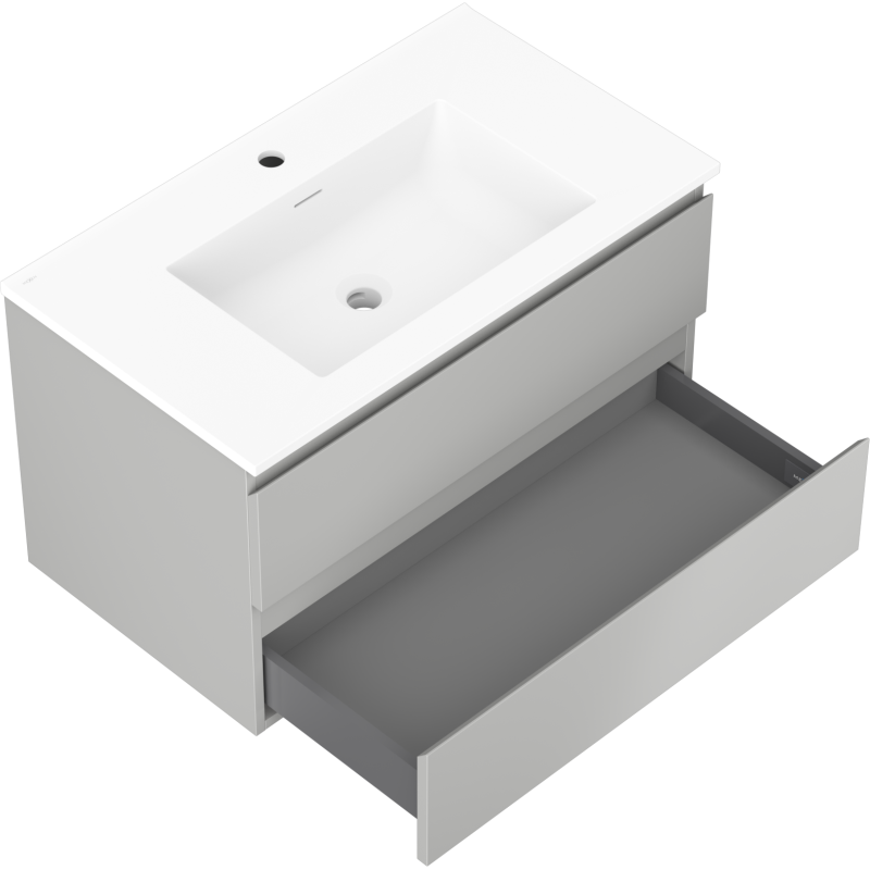 Mexen Orio шкафче за баня 80 см с мивка Otis, 2 чекмеджета, сиво мат/бяло мат