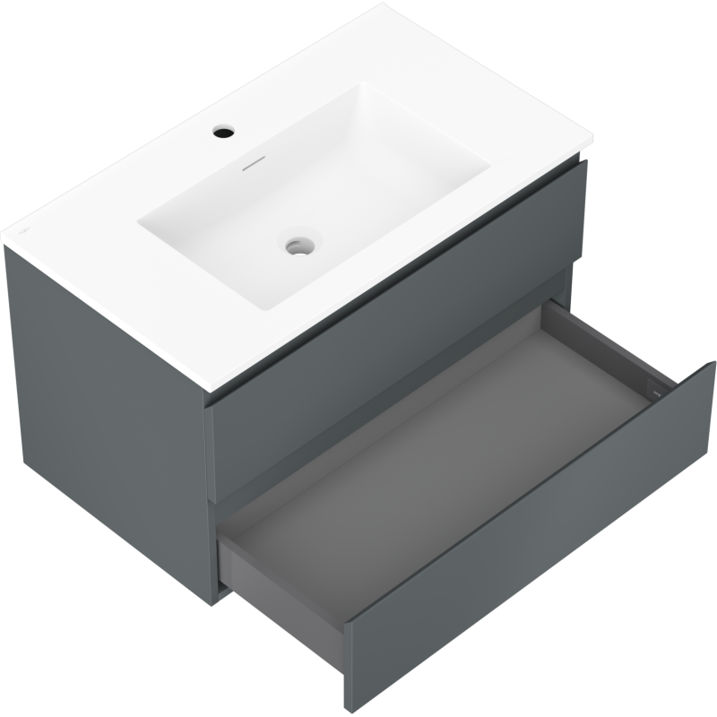 Mexen Orio шкаф за баня 80 см с мивка Otis, 2 чекмеджета, графит мат/бял мат