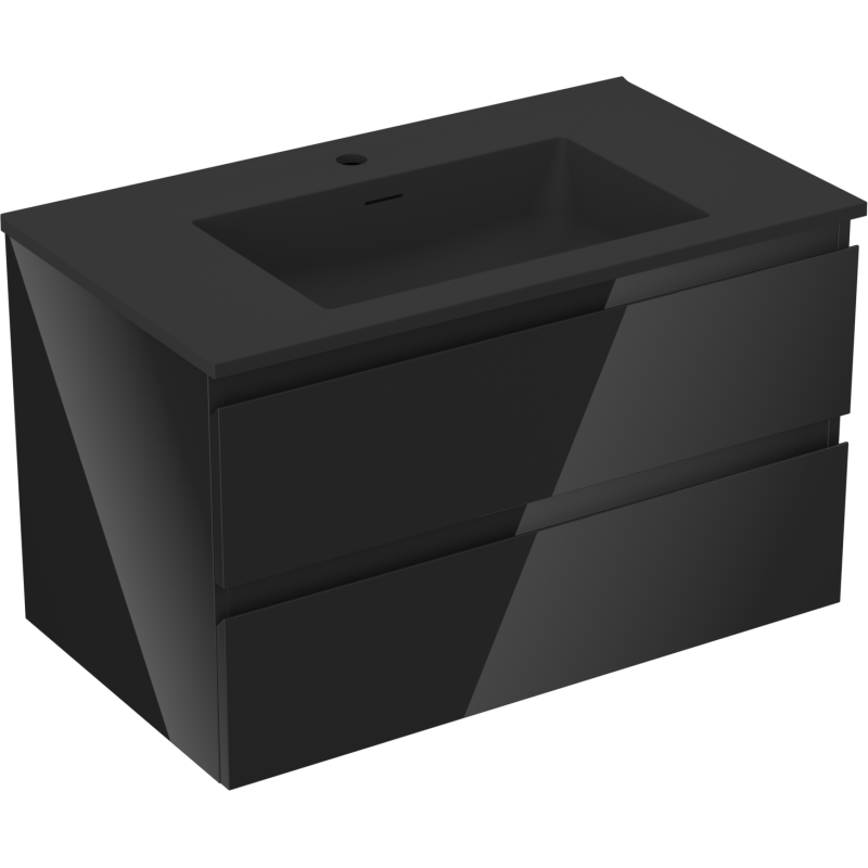 Mexen Orio шкаф за баня 80 см с мивка Otis, 2 чекмеджета, черен гланц/черен мат - 91A10-08047-2-BFF70-W18M71