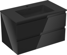 Mexen Orio шкаф за баня 80 см с мивка Otis, 2 чекмеджета, черен гланц/черен мат - 91A10-08047-2-BFF70-W18M71