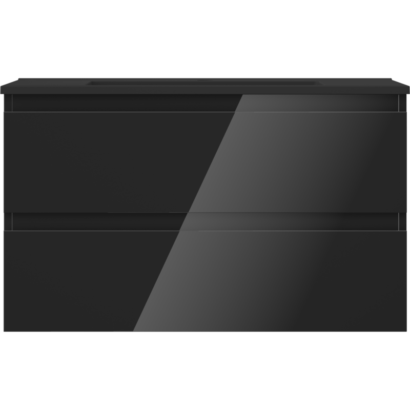Mexen Orio шкаф за баня 80 см с мивка Otis, 2 чекмеджета, черен гланц/черен мат - 91A10-08047-2-BFF70-W18M71