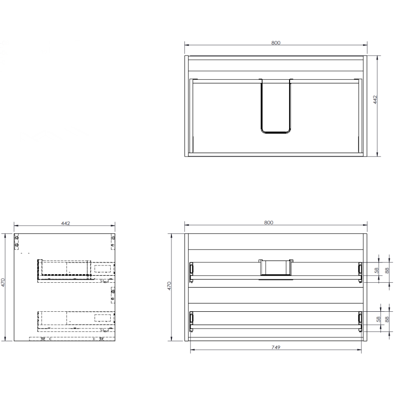 Mexen Orio шкаф за баня 80 см с мивка Otis, 2 чекмеджета, черен гланц/черен мат - 91A10-08047-2-BFF70-W18M71