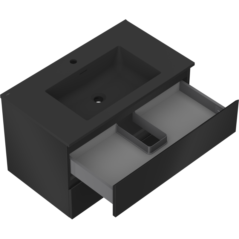 Mexen Orio баня шкаф 80 см с мивка Otis, 2 чекмеджета, черна матова - 91A10-08047-2-BFF71-W18M71