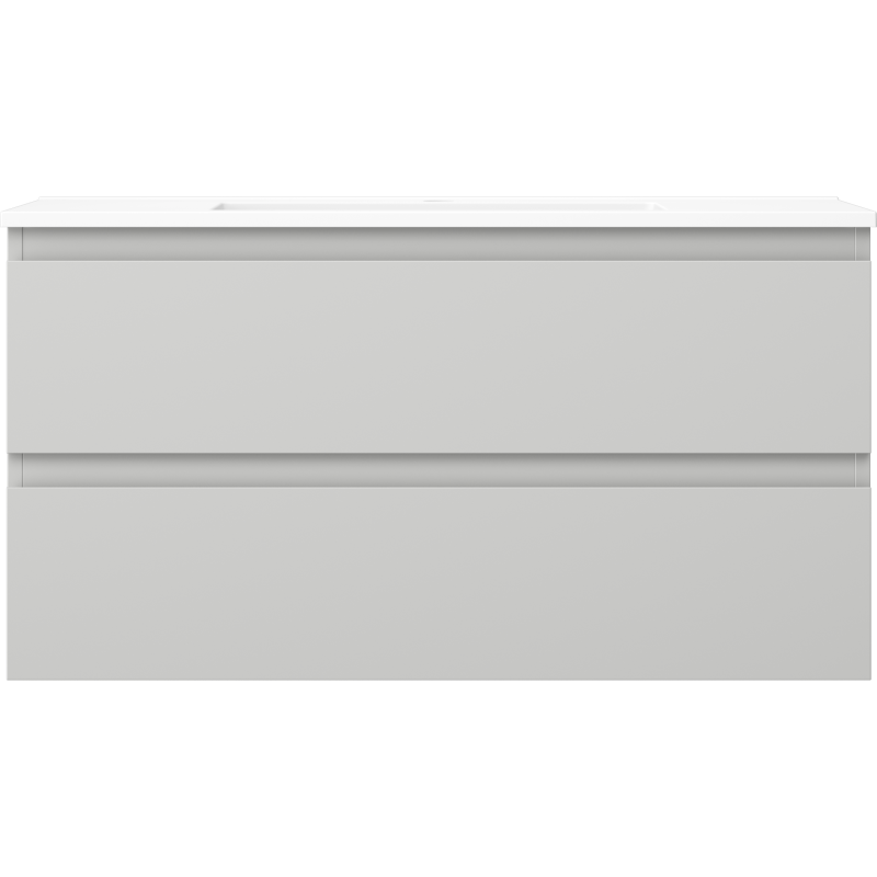 Mexen Orio шкаф за баня 90 см с мивка Otis, 2 чекмеджета, сив мат/бял мат