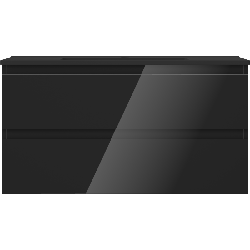 Mexen Orio шкаф за баня 90 cm с мивка Otis, 2 чекмеджета, черен гланц/черен мат - 91A10-09047-2-BFF70-W18M71