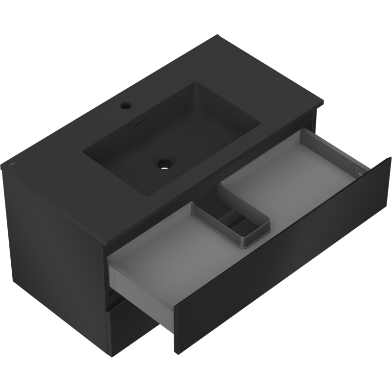 Mexen Orio шкаф за баня 90 см с мивка Otis, 2 чекмеджета, черен мат