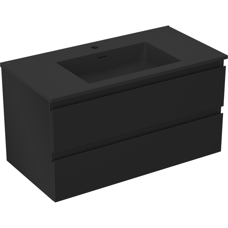 Mexen Orio шкаф за баня 90 см с мивка Otis, 2 чекмеджета, черен мат