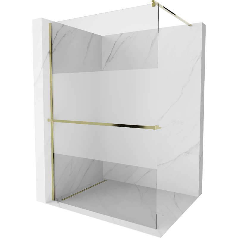 Mexen Kioto+ душ стена с рафт Walk-in 90 x 200 см, прозрачен/замръзнал, златен