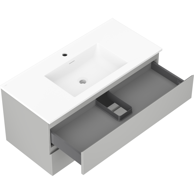 Mexen Orio шкафа за баня 100 см с мивка Otis, 2 чекмеджета, сив мат/бял мат - 91A10-10047-2-BFF62-W18M01