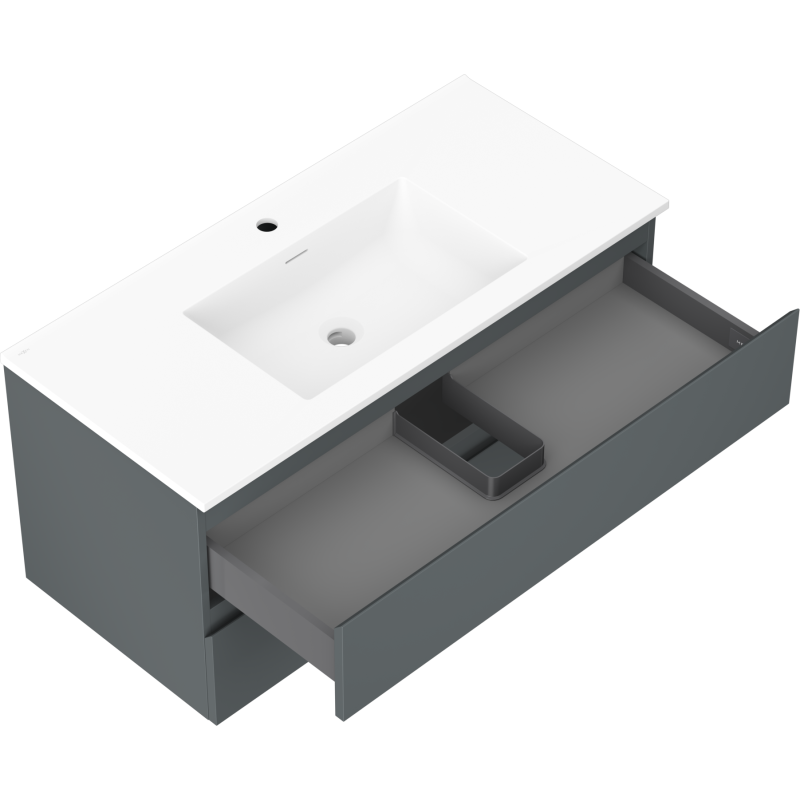 Mexen Orio баня шкаф 100 см с мивка Otis, 2 чекмеджета, графит мат/бял мат