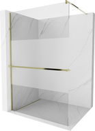 Mexen Kioto+ стена за душ с рафт Walk-in 110 x 200 см, прозрачна/матова, златна - 800-110-121-50-35