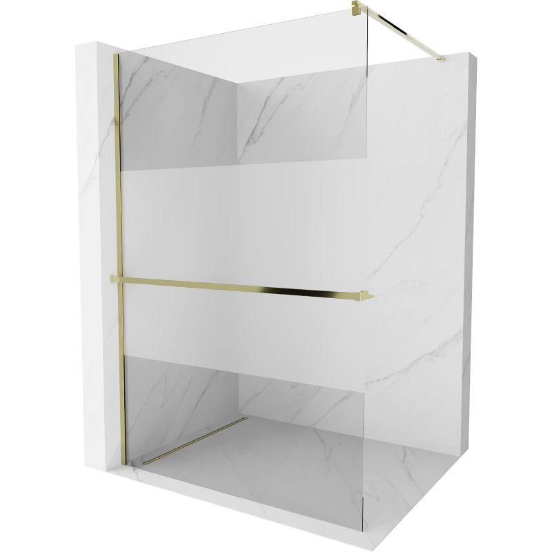 Mexen Kioto+ душ панел с рафт Walk-in 120 x 200 см, прозрачен/матов, златен - 800-120-121-50-35