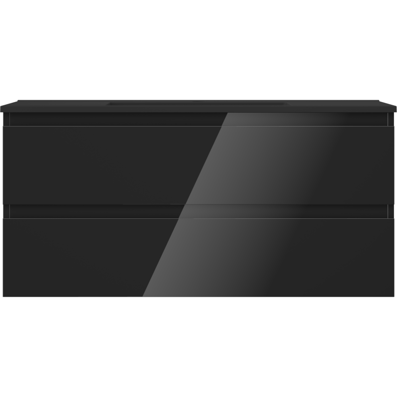 Mexen Orio шкаф за баня 100 см с мивка Otis, 2 чекмеджета, черен гланц/черен мат