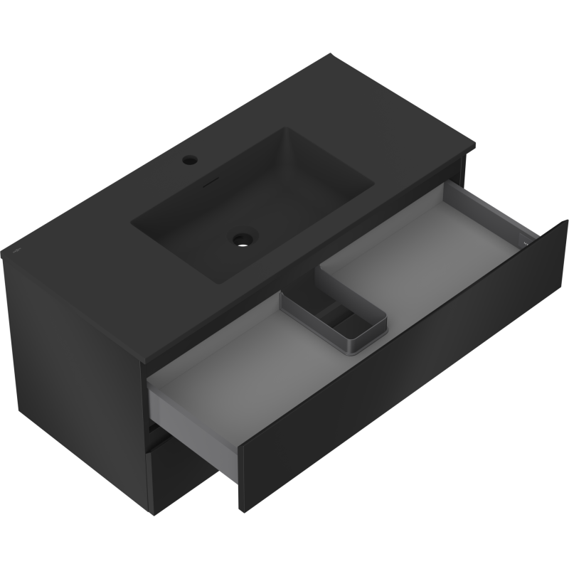 Mexen Orio шкаф за баня 100 см с мивка Otis, 2 чекмеджета, черен мат - 91A10-10047-2-BFF71-W18M71