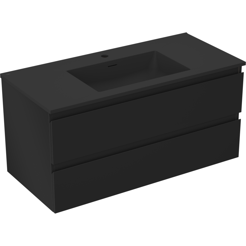 Mexen Orio шкаф за баня 100 см с мивка Otis, 2 чекмеджета, черен мат - 91A10-10047-2-BFF71-W18M71