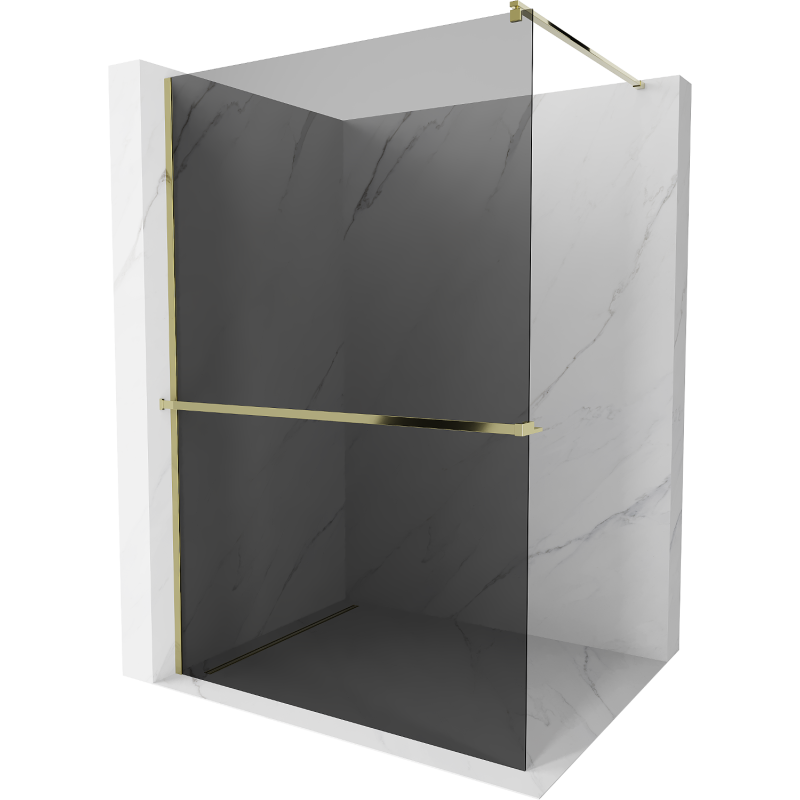 Mexen Kioto+ душ параван с рафт Walk-in 80 x 200 см, графит, златист - 800-080-121-50-40