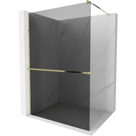 Mexen Kioto+ душ стена с рафт Walk-in 80 x 200 cm, графит, златна - 800-080-121-50-40