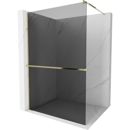 Mexen Kioto+ душ кабина с рафт Walk-in 90 x 200 см, графит, златен - 800-090-121-50-40