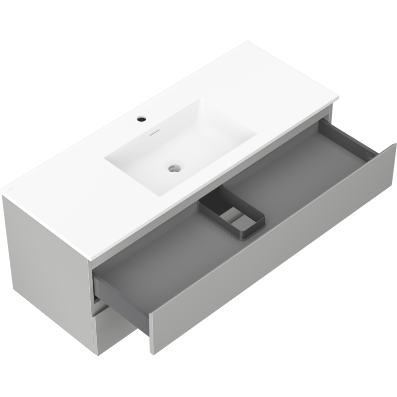 Mexen Orio шкаф за баня 120 см с мивка Otis, 2 чекмеджета, матово сиво/матово