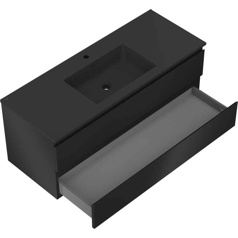 Mexen Orio шкаф за баня 120 см с мивка Otis, 2 чекмеджета, черен мат
