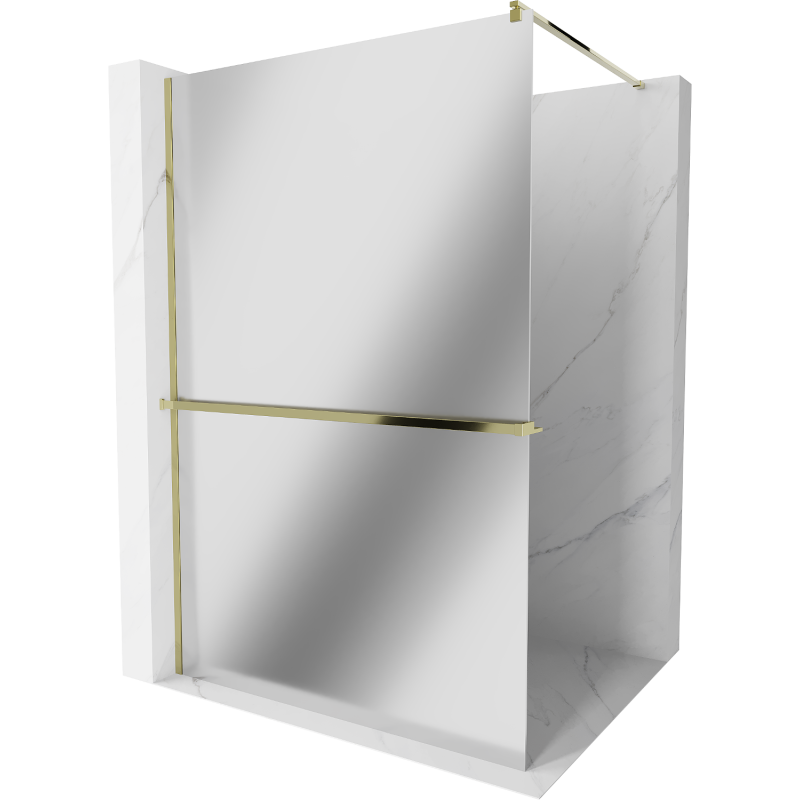 Mexen Kioto+ душ преграда с рафт Walk-in 100 x 200 см, огледало, златна - 800-100-121-50-50