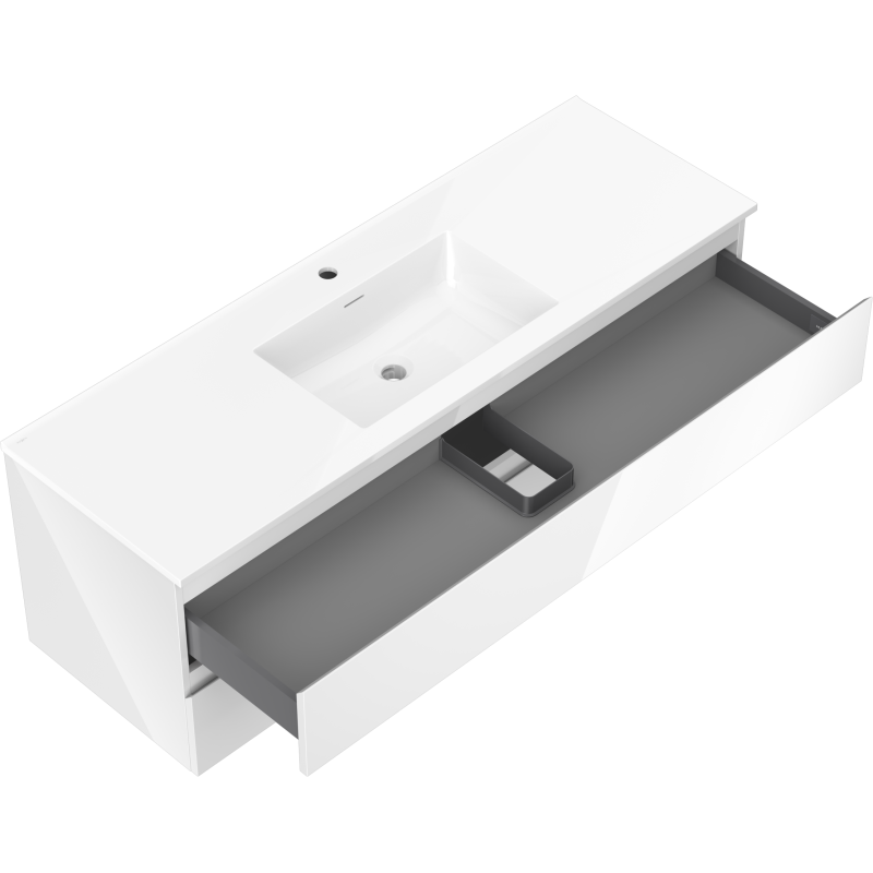 Mexen Orio шкаф за баня 140 см с мивка Otis, 2 чекмеджета, бял гланц