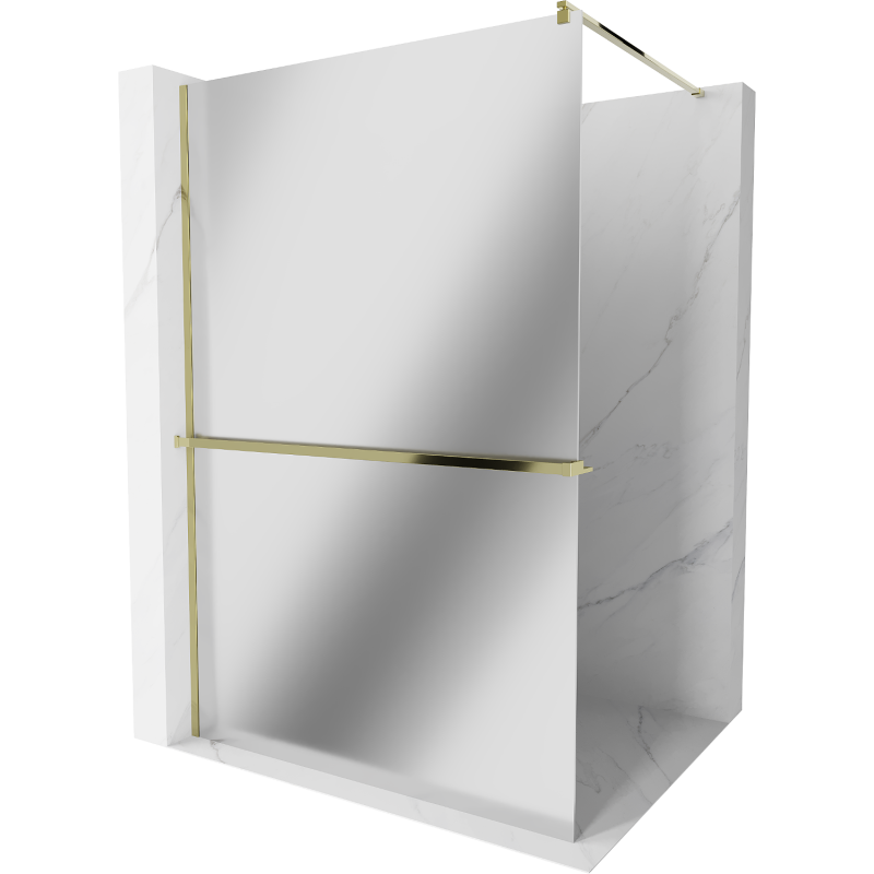 Mexen Kioto+ душова стена с рафт Walk-in 120 x 200 см, огледало, злато - 800-120-121-50-50