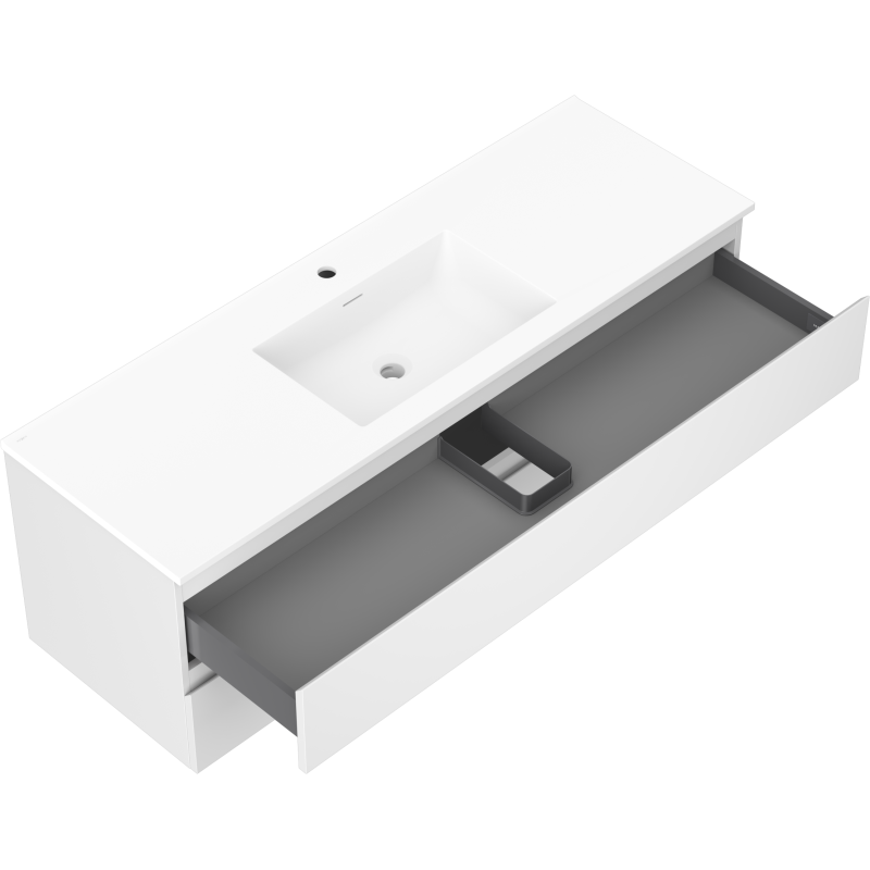 Mexen Orio шкаф за баня 140 см с мивка Otis, 2 чекмеджета, бял мат - 91A10-14047-2-BFF01-W18M01
