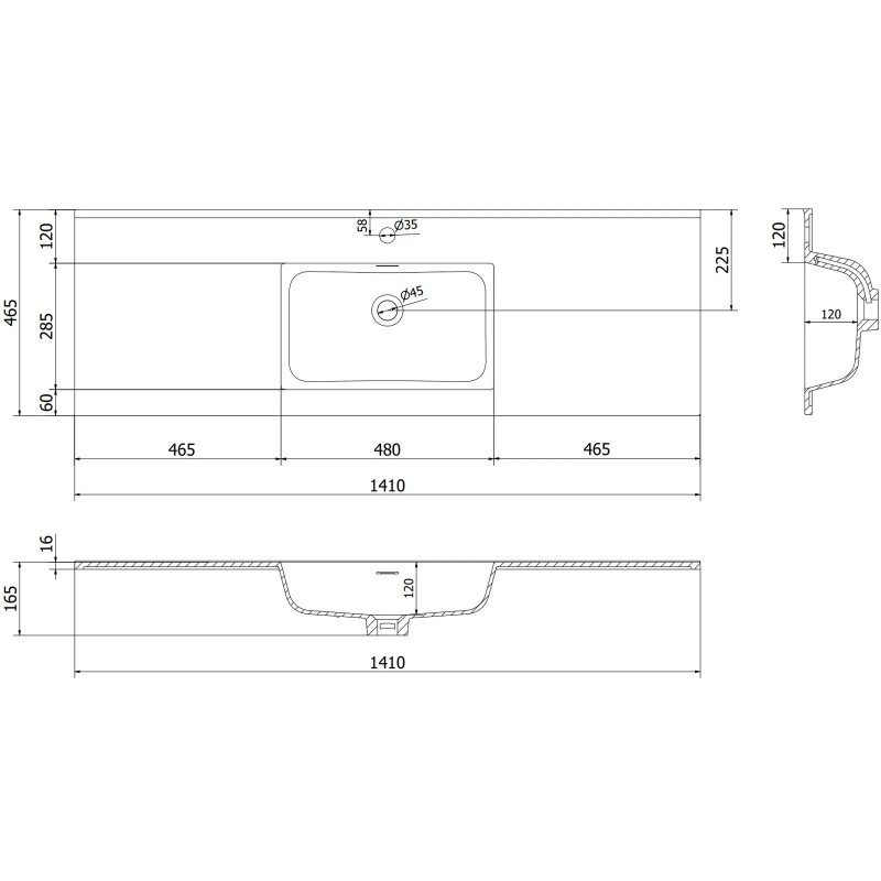 Mexen Orio шкаф за баня 140 см с мивка Otis, 2 чекмеджета, бял мат - 91A10-14047-2-BFF01-W18M01
