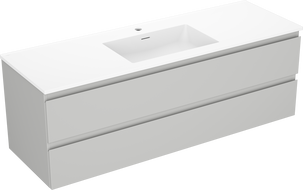 Mexen Orio шкаф за баня 140 см с мивка Otis, 2 чекмеджета, сив мат/бял мат