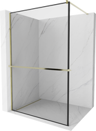 Mexen Kioto+ стена за душ с рафт Walk-in 110 x 200 см, черен шаблон, златен - 800-110-121-50-70