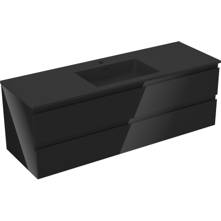 Mexen Orio шкаф за баня 140 см с мивка Otis, 2 чекмеджета, черен гланц/черен мат - 91A10-14047-2-BFF70-W18M71