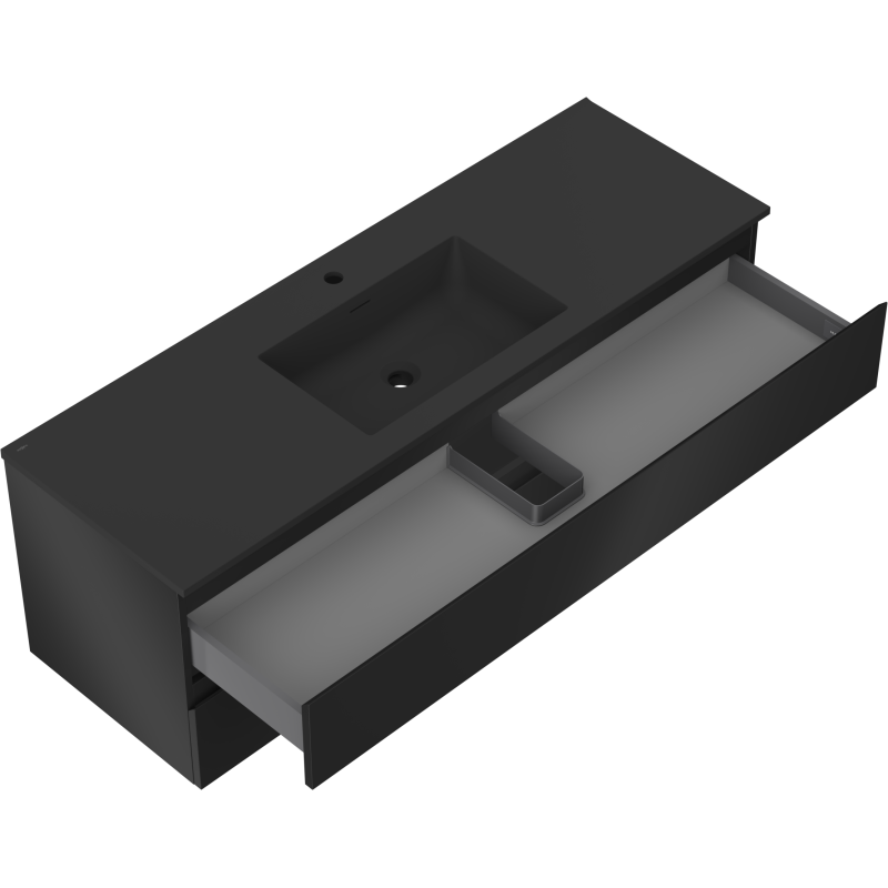 Mexen Orio шкаф за баня 140 см с мивка Otis, 2 чекмеджета, черен мат