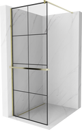 Mexen Kioto+ стена за душ с полка Walk-in 90 x 200 см, черен модел, златен - 800-090-121-50-77