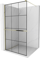 Mexen Kioto+ душова стена с рафт Walk-in 120 x 200 см, черен модел, златен - 800-120-121-50-77