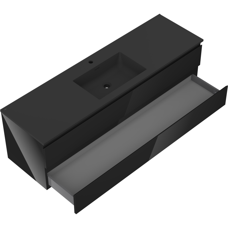 Mexen Orio шкаф за баня 160 см с умивалник Otis, 2 чекмеджета, черен гланц/черен мат - 91A10-16047-2-BFF70-W18M71