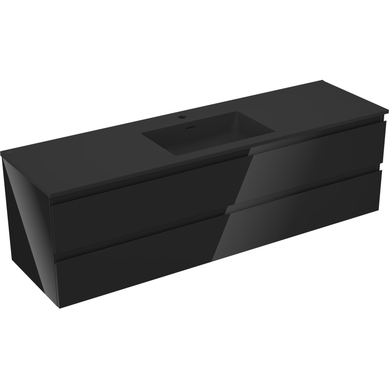 Mexen Orio шкаф за баня 160 см с умивалник Otis, 2 чекмеджета, черен гланц/черен мат - 91A10-16047-2-BFF70-W18M71
