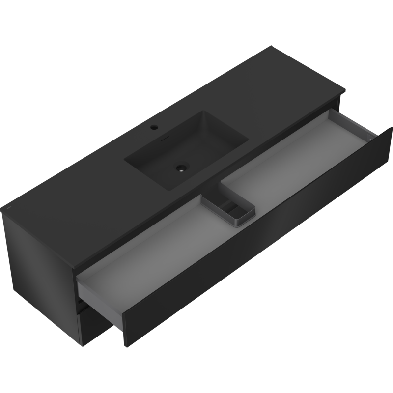 Mexen Orio шкаф за баня 160 см с мивка Otis, 2 чекмеджета, черен мат - 91A10-16047-2-BFF71-W18M71