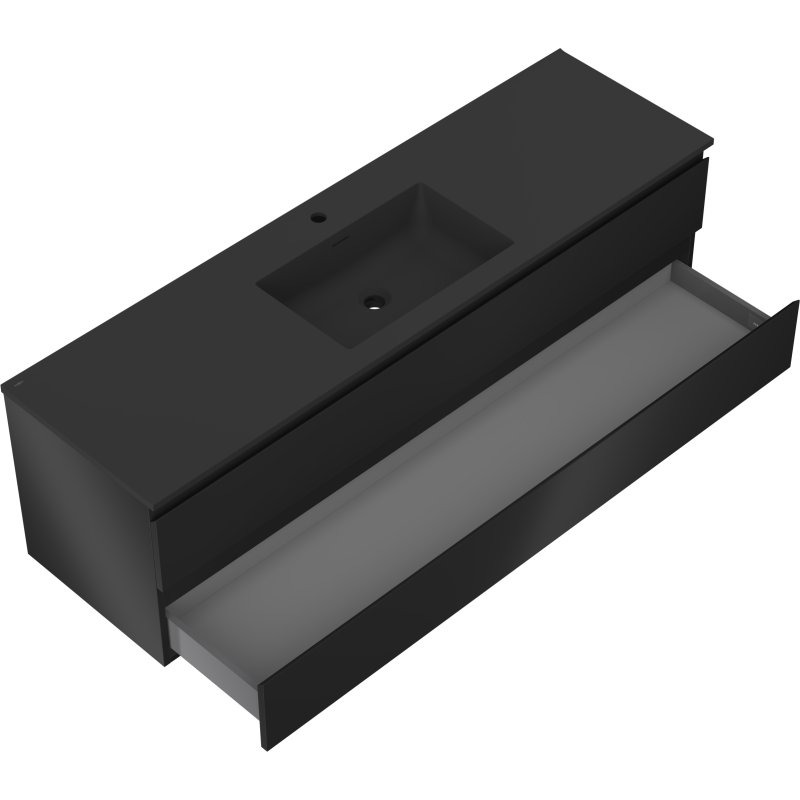 Mexen Orio шкаф за баня 160 см с мивка Otis, 2 чекмеджета, черен мат - 91A10-16047-2-BFF71-W18M71