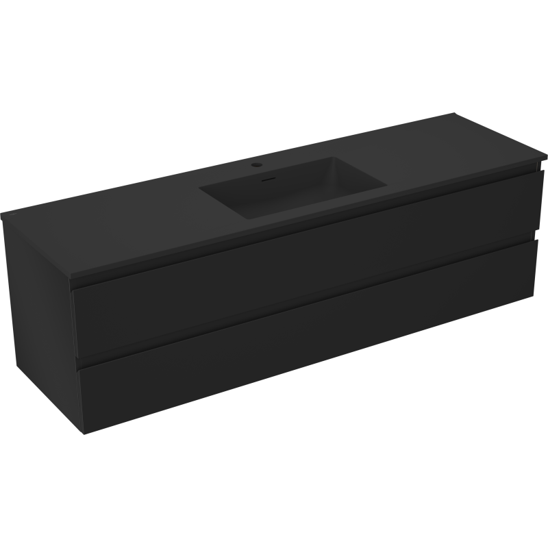 Mexen Orio шкаф за баня 160 см с мивка Otis, 2 чекмеджета, черен мат - 91A10-16047-2-BFF71-W18M71