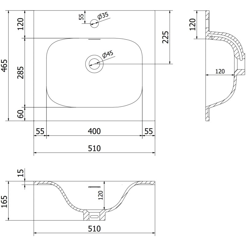 Mexen Orio шкаф за баня 50 см с мивка Vela, 2 чекмеджета, бял гланц - 91A10-05047-2-BFF00-W23M00