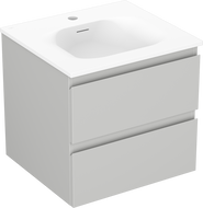 Mexen Orio шкаф за баня 50 см с мивка Vela, 2 чекмеджета, сив мат/бял мат