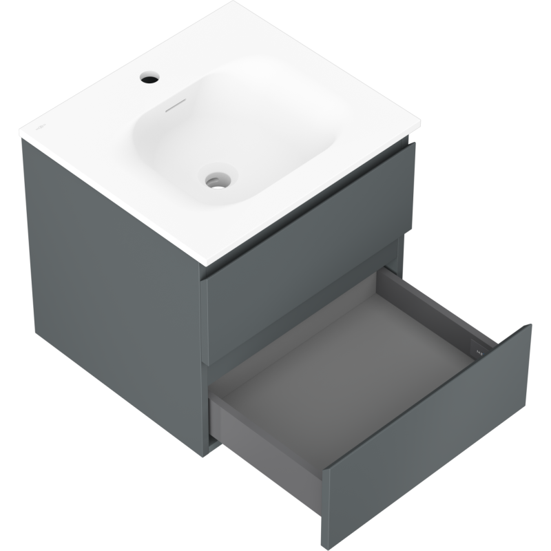 Mexen Orio шкаф за баня 50 см с мивка Vela, 2 чекмеджета, мат графит/мат бял - 91A10-05047-2-BFF66-W23M01