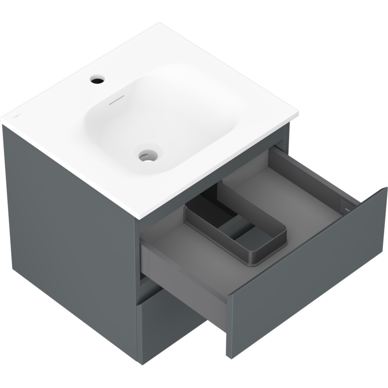 Mexen Orio шкаф за баня 50 см с мивка Vela, 2 чекмеджета, мат графит/мат бял - 91A10-05047-2-BFF66-W23M01