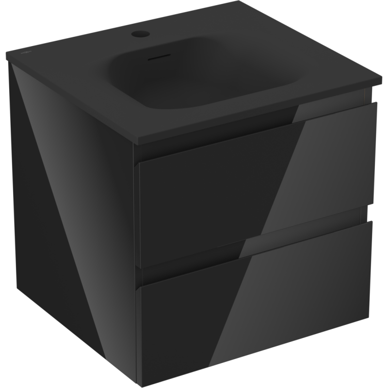 Mexen Orio шкаф за баня 50 cm с мивка Vela, 2 чекмеджета, черен гланц/черен мат - 91A10-05047-2-BFF70-W23M71