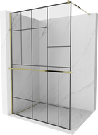 Mexen Kioto+ стенна преграда за душ с рафт Walk-in 130 x 200 см, черен мотив, златен