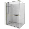 Mexen Kioto+ стена за душ с рафт Walk-in 140 x 200 см, черен шарка, златист - 800-140-121-50-78