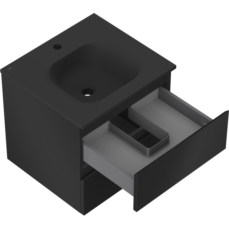 Mexen Orio шкаф за баня 50 см с мивка Vela, 2 чекмеджета, черен мат - 91A10-05047-2-BFF71-W23M71