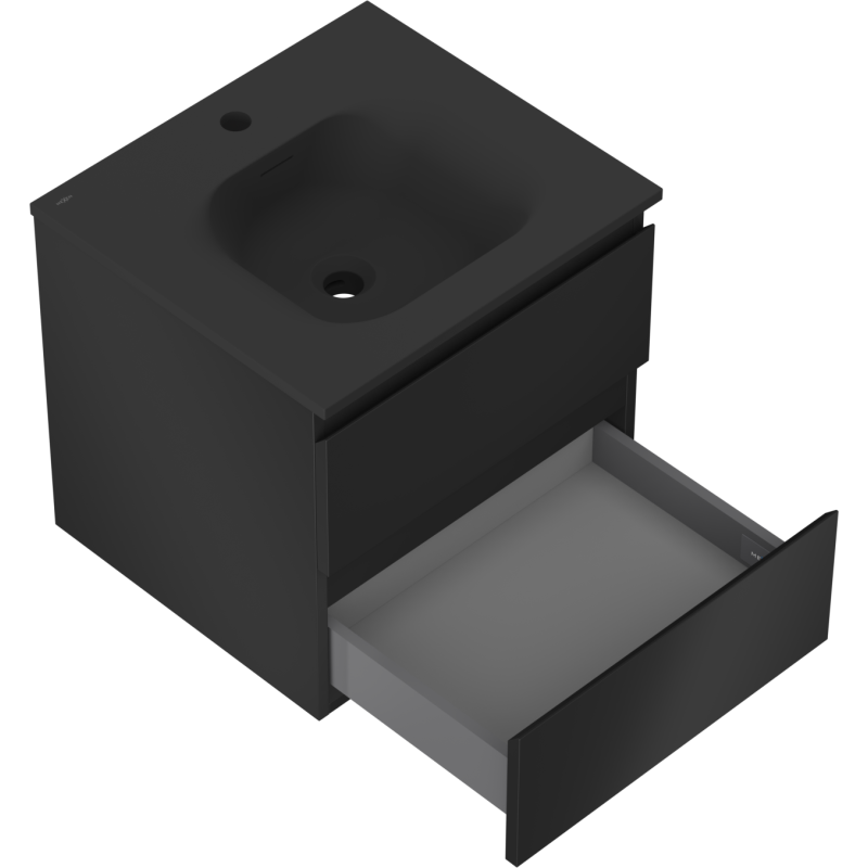 Mexen Orio шкаф за баня 50 см с мивка Vela, 2 чекмеджета, черен мат - 91A10-05047-2-BFF71-W23M71