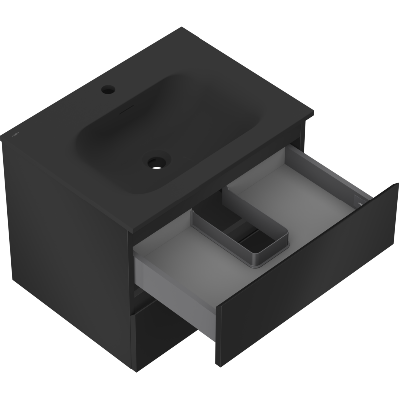 Mexen Orio шкаф за баня 60 см с мивка Vela, 2 чекмеджета, черен мат - 91A10-06047-2-BFF71-W23M71